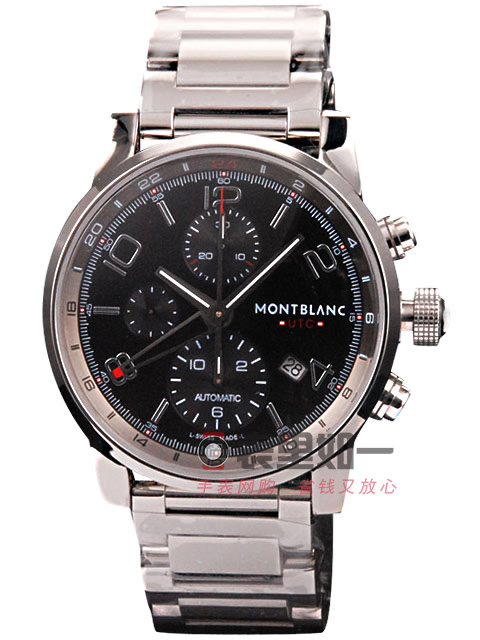 高仿萬寶龍手錶-Montblanc時光行者系列7750多功能機械計時碼錶 黑盤鋼帶107336