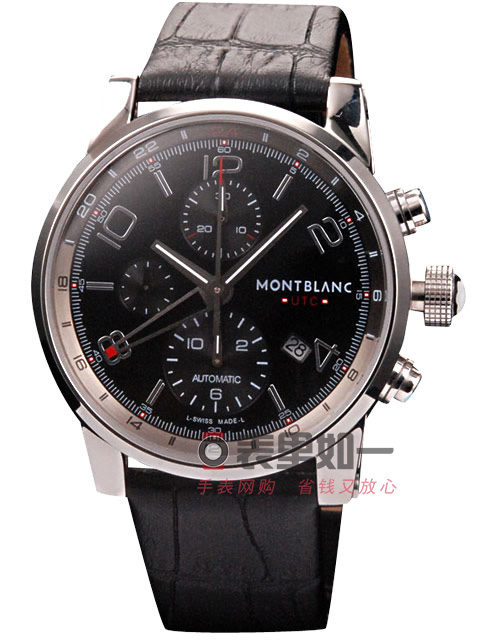 高仿萬寶龍手錶-Montblanc 時光行者系列7750多功能機械計時碼錶 黑盤黑色皮帶107336