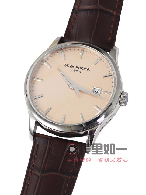 百達翡麗Patek Philippe Calatrava系列自動機械腕錶 桃色錶盤