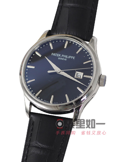 百達翡麗Patek Philippe Calatrava系列自動機械腕錶 午夜深藍