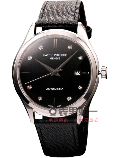 百達翡麗Patek Philipp 古典錶系列自動機械男士手錶 黑色錶盤 黑色牛皮錶帶