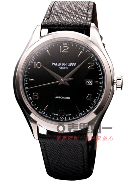 百達翡麗Patek Philipp 古典錶系列自動機械男士手錶 黑色錶盤 黑色牛皮錶帶