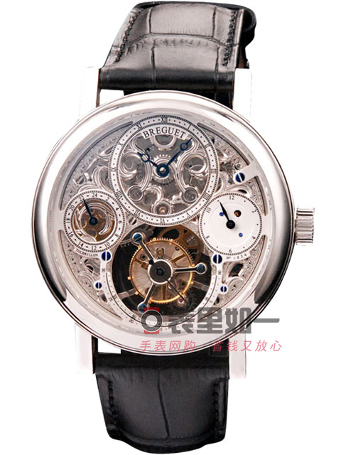 高仿寶璣手錶-BREGUET 經典復雜系列陀飛輪機械腕錶 白面鏤空高仿