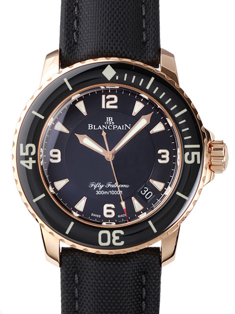 高仿寶珀手錶-Blancpain 五十噚系列 5015-3630-52 玫瑰金錶殼