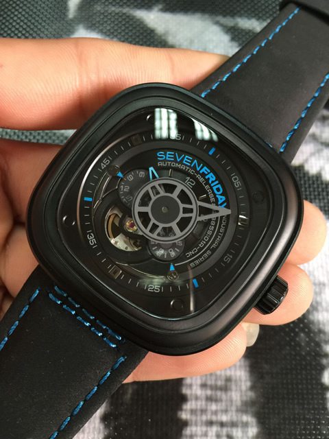 高仿七個星期五 SevenFriday PRIOR'S VOICE PVD外殼 黑色錶帶