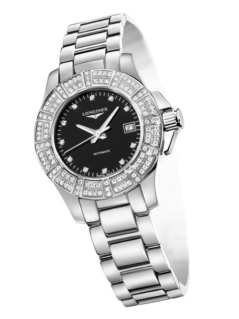 浪琴Longines CONQUEST康卡斯系列L3.180.0.57.6鑲鉆腕錶