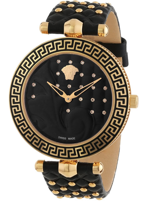 高仿范思哲(Versace)女簡約盤尊貴皮帶百搭石英VK7070013手錶