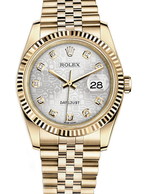 高仿勞力士Rolex日志型自動機械金錶116238 銀色花紋錶盤腕錶