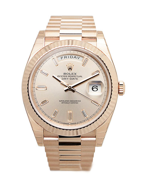 高仿ROLEX勞力士星期日歷型系列228235銀色錶盤玫瑰金機械腕錶