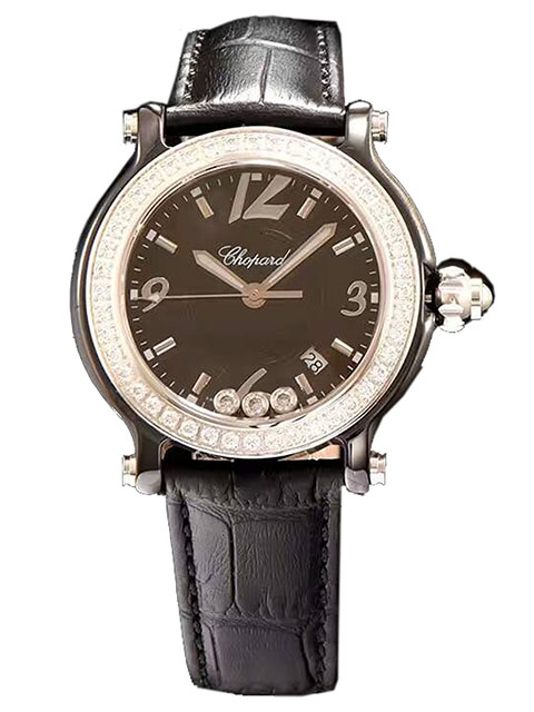 高仿Chopard蕭邦HAPPY DIAMONDS系列278551-3004鑲鉆石英腕錶