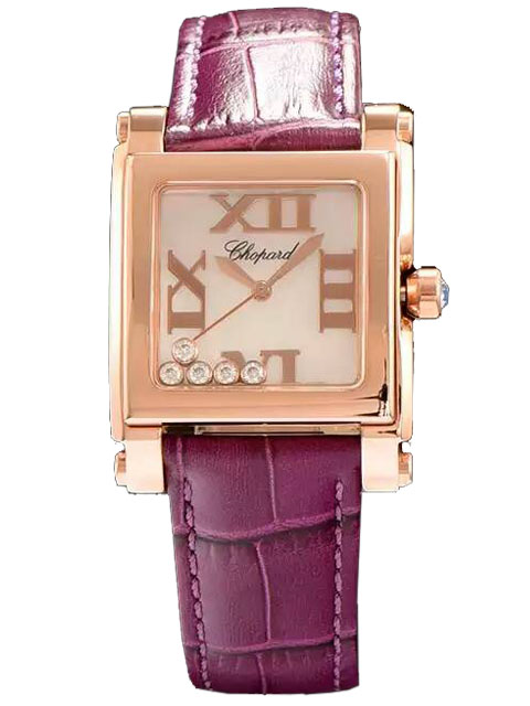 CHOPARD蕭邦HAPPY DIAMONDS系列275349-5001玫瑰金石英腕錶