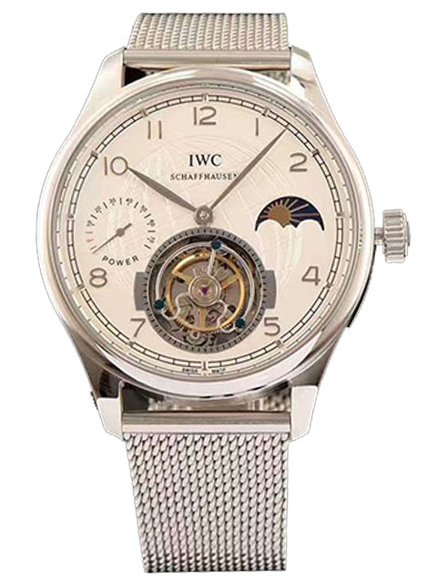 IWC萬國葡萄牙系列精鋼/玫瑰金陀飛輪腕錶 米蘭鋼帶