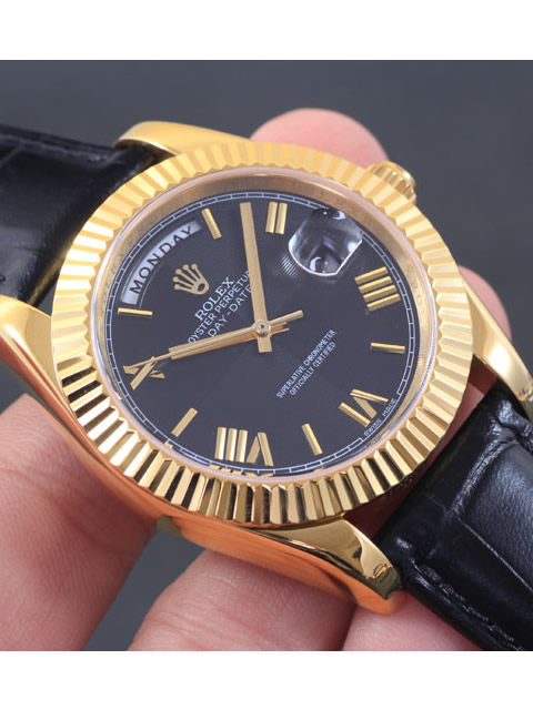 高仿ROLEX勞力士星期日歷型系列 自動機械男錶黑盤