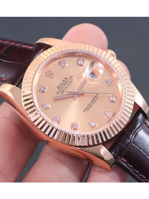 高仿ROLEX勞力士日志型系列 自動機械男錶金色盤鑲鉆