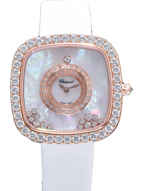 蕭邦HAPPY DIAMONDS系列204368-5001腕錶玫瑰金鑲鉆女士石英錶