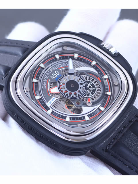 高仿七個星期五SevenFriday方形時尚潮流自動機械男錶P3B白色錶圈款