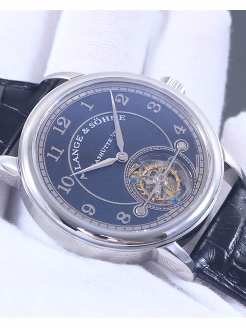 高仿朗格手錶-A. Lange & S?hne 1815系列陀飛輪腕錶 黑色字面 精鋼錶殼 銀色刻度