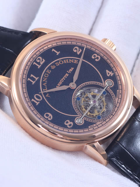 高仿陀飛輪手錶-腕錶朗格A.Lange&Sohne 1815系列 玫瑰金錶殼 黑色字面