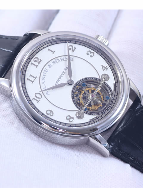 高仿朗格手錶-A. Lange & S?hne 1815系列陀飛輪腕錶 精鋼錶殼 白色字面 銀色數字刻度